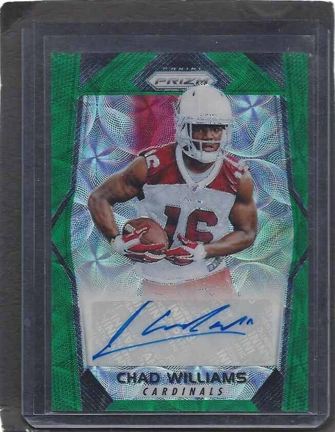 1/1 CHAD WILLIAMS 2017 PANINI PRIZM GREEN SCOPE AUTO RC #D 11/99 HIS JERSEY #11