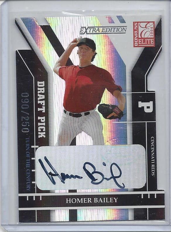 HOMER BAILEY 2004 DONRUSS ELITE EXTRA EDITION REDS DIE CUT AUTO RC #D 90/250