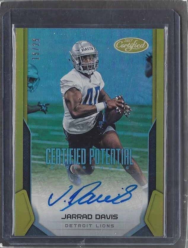 JARRAD DAVIS 2017 CERTIFIED POTENTIAL GOLD LIONS ROOKIE AUTO RC #D 15/25