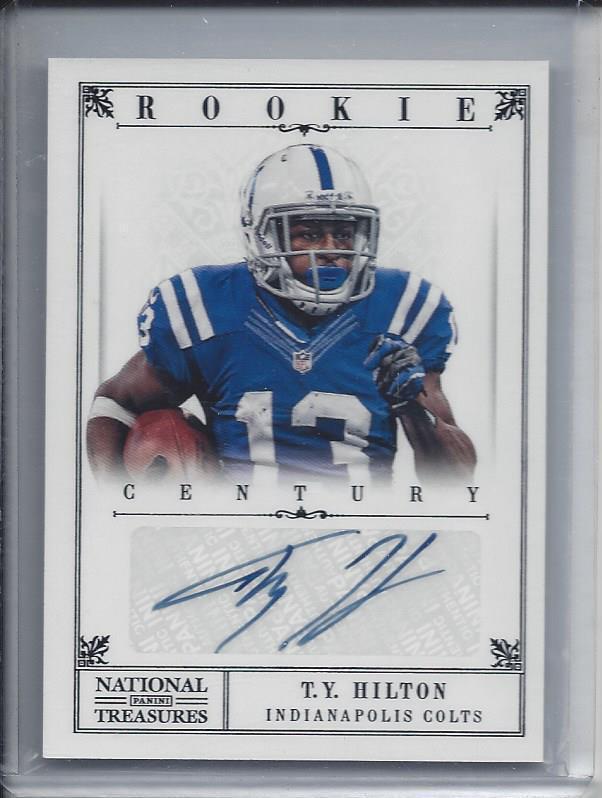 T.Y. HILTON 2012 NATIONAL TREASURES CENTURY BLACK COLTS AUTO RC #D 16/25