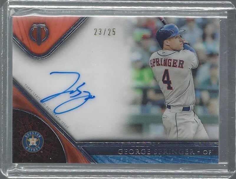 GEORGE SPRINGER 2017 TOPPS TRIBUTE ORANGE ASTROS ON CARD AUTO #D 23/25