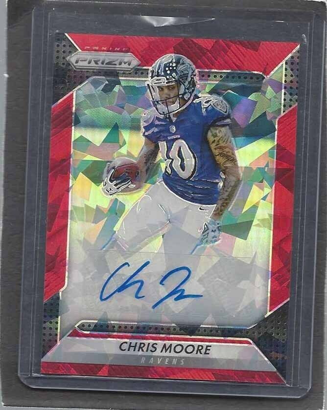 CHRIS MOORE 2016 PANINI PRIZM RED CRYSTALS CRACKED ICE PRIZMS AUTO RC #D 45/75