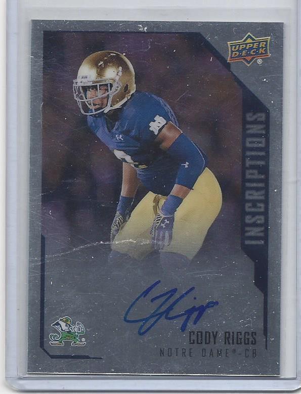 CODY RIGGS 2015 UPPER DECK INSCRIPTIONS NOTRE DAME ON CARD TITANS ROOKIE AUTO RC