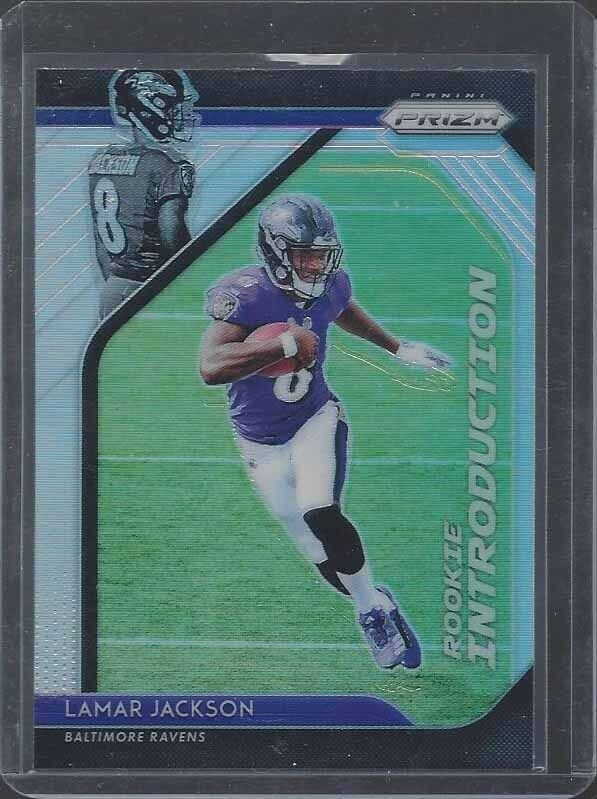 LAMAR JACKSON 2018 PANINI PRIZM ROOKIE INTRODUCTION SILVER PRIZMS RC #12