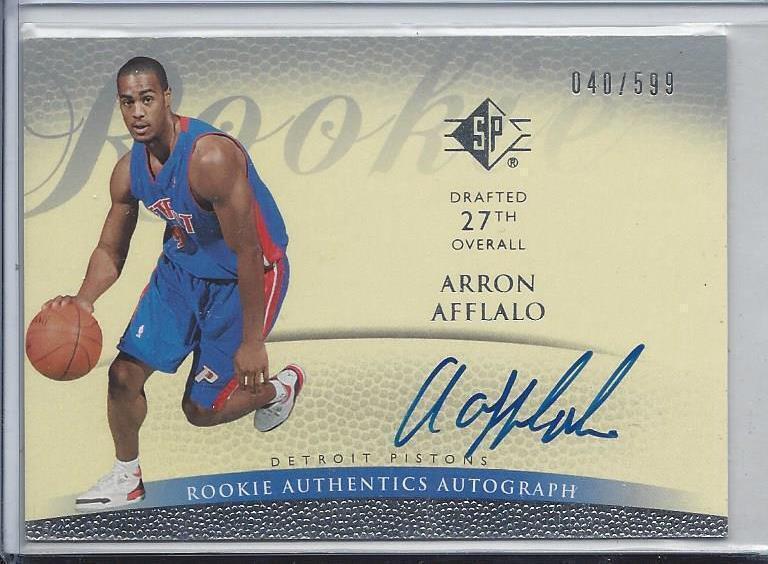 ARRON AFFLALO 2007-08 SP ROOKIE AUTHENTICS ON CARD AUTO RC #D 40/599