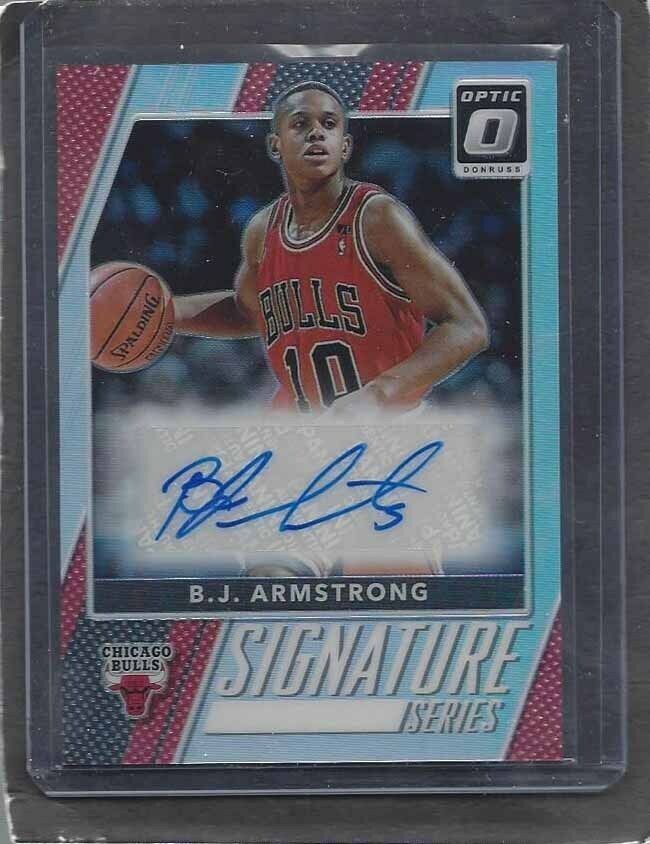 B.J. ARMSTRONG 2017-18 DONRUSS OPTIC SIGNATURES SERIES SILVER HOLO BULLS AUTO