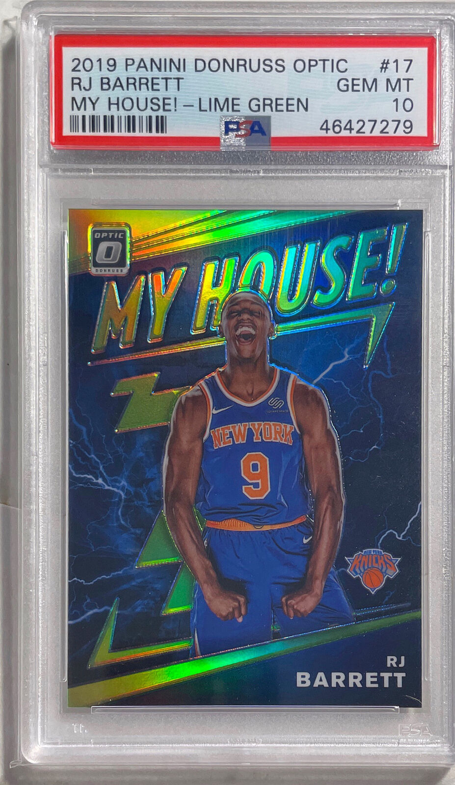 RJ BARRETT 2019 DONRUSS OPTIC MY HOUSE LIME GREEN HOLO RC /149 PSA 10 GEM MINT