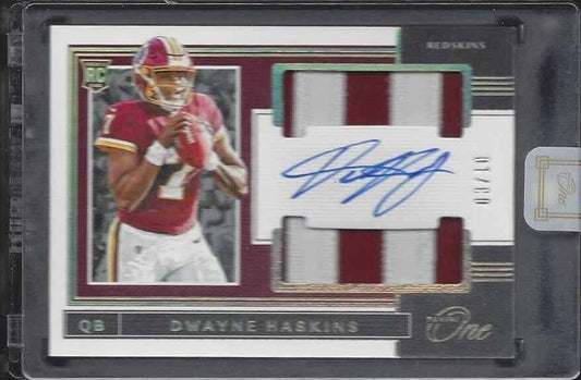 DWAYNE HASKINS 2019 PANINI ONE GOLD DUAL ROOKIE PATCH ON CARD AUTO RC #D 3/10