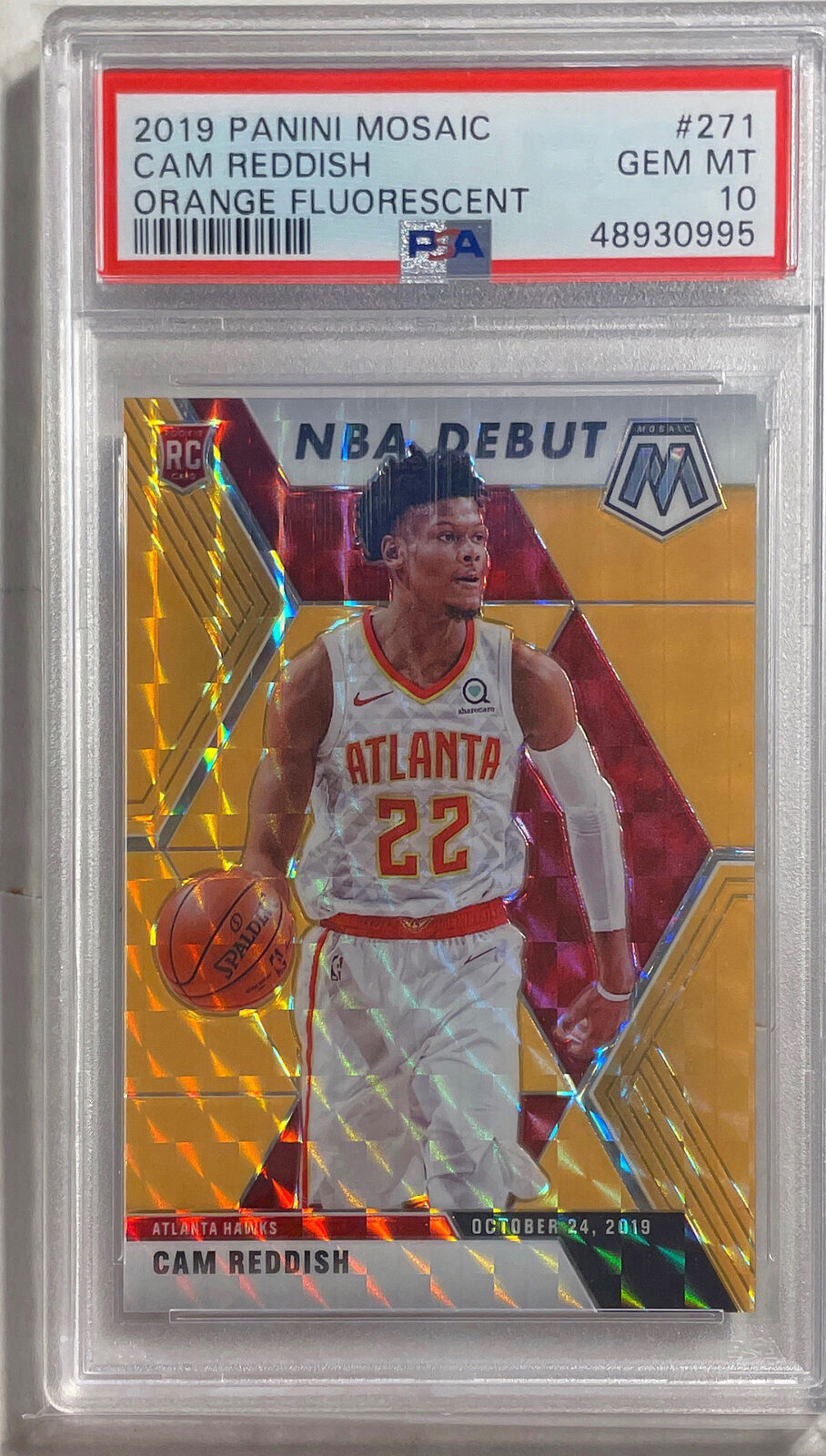CAM REDDISH 2019 MOSAIC ORANGE FLUORESCENT PRIZM RC #D /25 PSA 10 GEM MINT POP 3