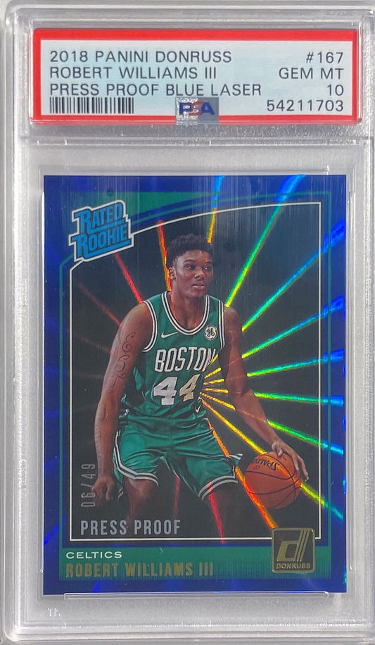 ROBERT WILLIAMS 2018 DONRUSS PRESS PROOF BLUE LASER RC /49 PSA 10 GEM MINT POP 2