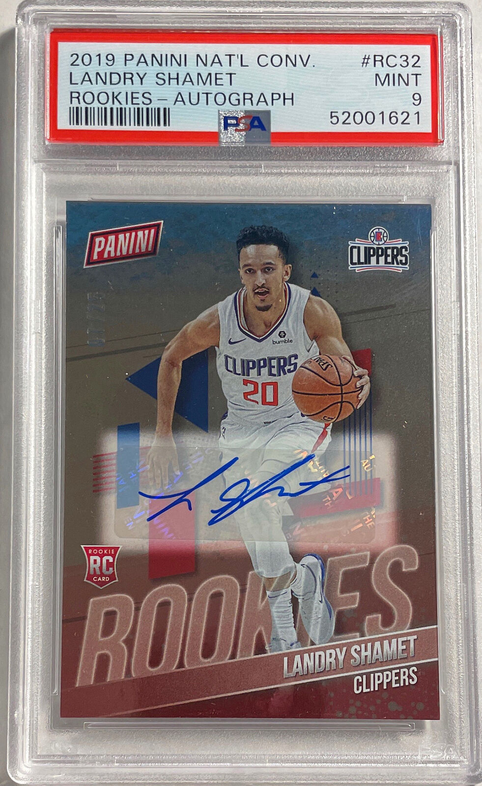 LANDRY SHAMET 2019 PANINI NATIONAL CONVENTION AUTO RC #D 7/25 PSA 9 MINT POP 1/1