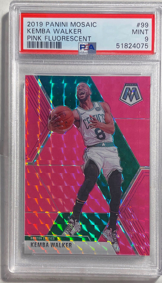 KEMBA WALKER 2019 MOSAIC PINK FLUORESCENT PRIZM #D 08/10 PSA 9 MINT POP 1/1