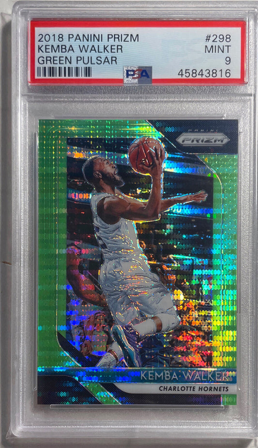 KEMBA WALKER 2018 PANINI PRIZM GREEN PULSAR PRIZM #D 11/25 PSA 9 MINT POP 1/1
