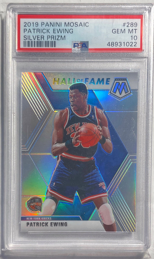 PATRICK EWING 2019 PANINI MOSAIC HOF SILVER PRIZM #289 PSA 10 GEM MINT POP 3
