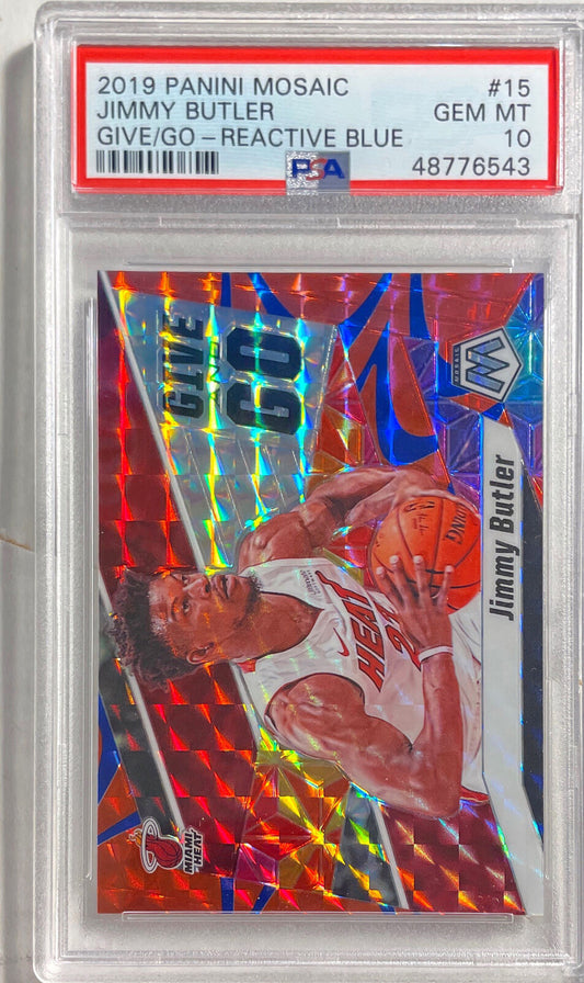 JIMMY BUTLER 2019 PANINI MOSAIC GIVE GO REACTIVE BLUE /99 PSA 10 GEM MINT POP 2