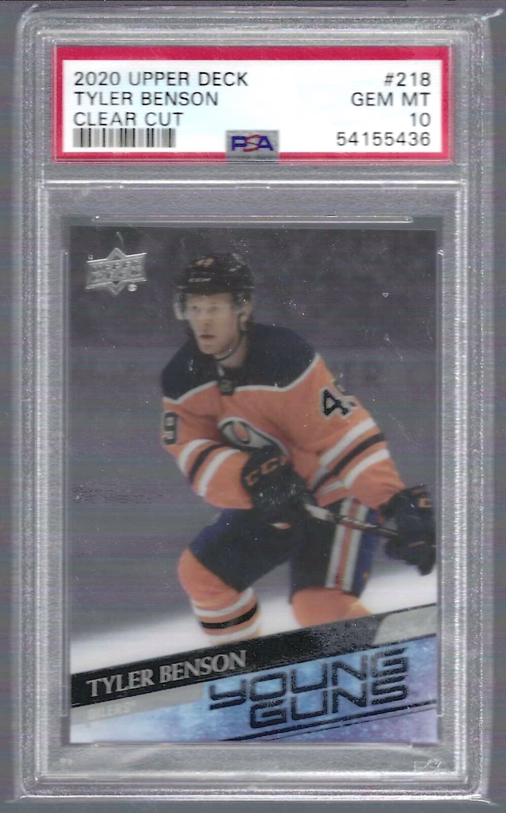 TYLER BENSON 2020-21 UD SERIES 1 CLEAR CUT YOUNG GUNS RC PSA 10 GEM MINT POP 2