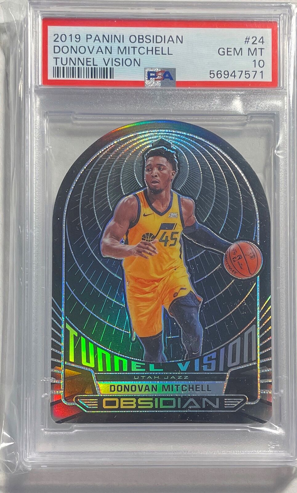 DONOVAN MITCHELL 2019 OBSIDIAN TUNNEL VISION PRIZM #D /99 PSA 10 GEM MINT POP 5