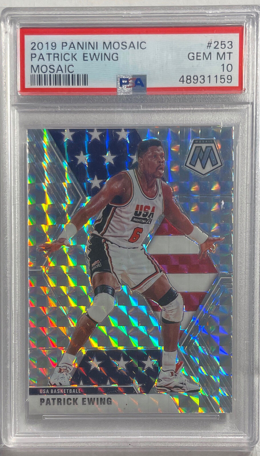 PATRICK EWING 2019 PANINI MOSAIC SILVER USA PRIZM #253 PSA 10 GEM MINT POP 8