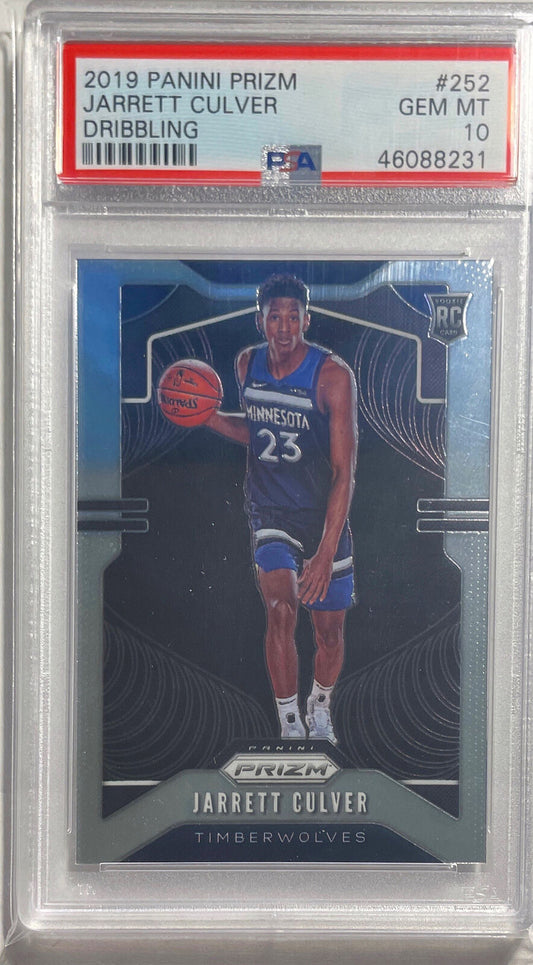 JARRETT CULVER 2019 PANINI PRIZM DRIBBLING PHOTO VARIATION RC #252 PSA 10 GEM