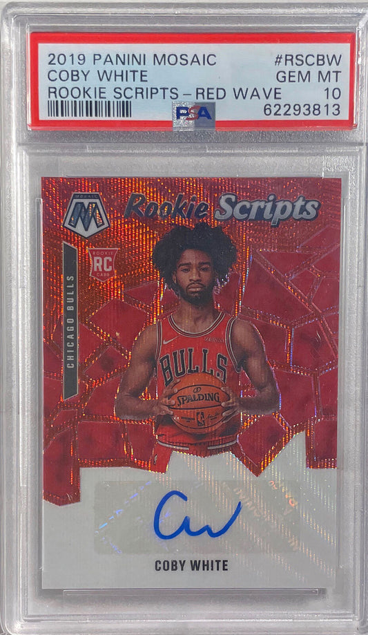 COBY WHITE 2019 MOSAIC ROOKIE SCRIPTS RED WAVE AUTO RC PSA 10 GEM MINT POP 4