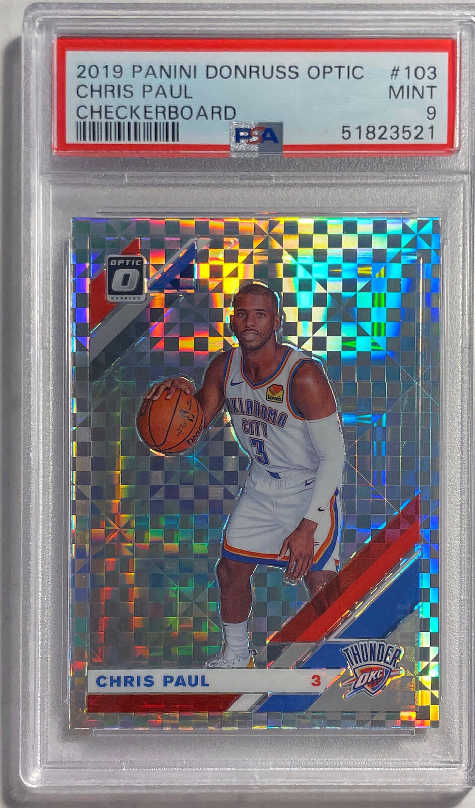 CHRIS PAUL 2019 DONRUSS OPTIC CHECKERBOARD PRIZM SSP #103 PSA 9 MINT POP 2