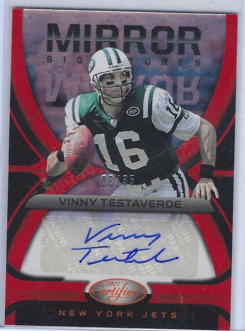 VINNY TESTAVERDE 2021 CERTIFIED ORANGE MIRROR AUTO #D 8/35