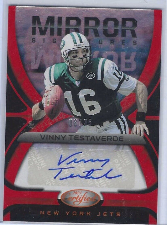 VINNY TESTAVERDE 2021 CERTIFIED ORANGE MIRROR AUTO #D 8/35