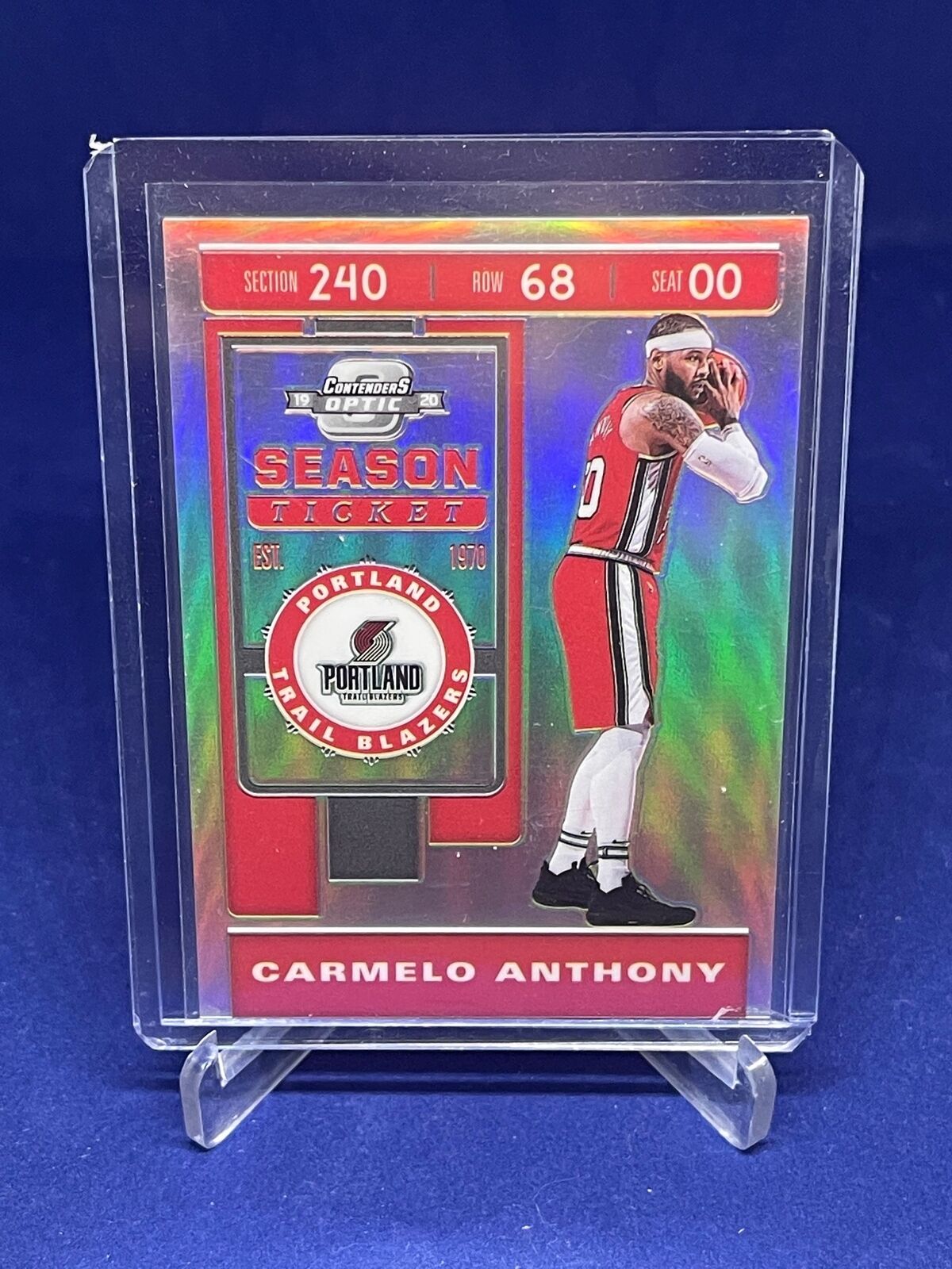 CARMELO ANTHONY 2019-20 PANINI CONTENDERS OPTIC HOLO SILVER PRIZM #74