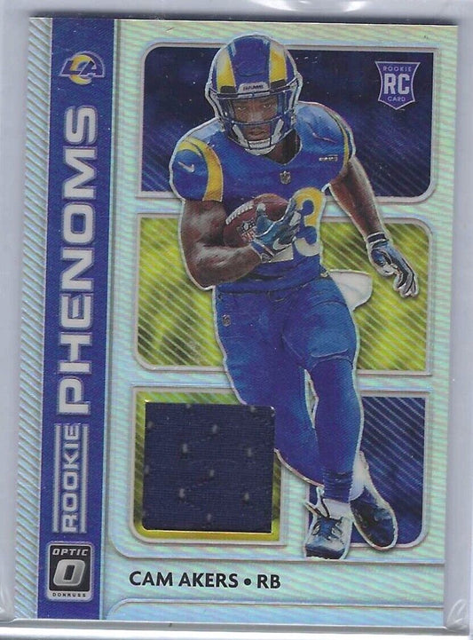 CAM AKERS 2020 DONRUSS OPTIC SILVER HOLO PHENOMS JERSEY RC #RP-25