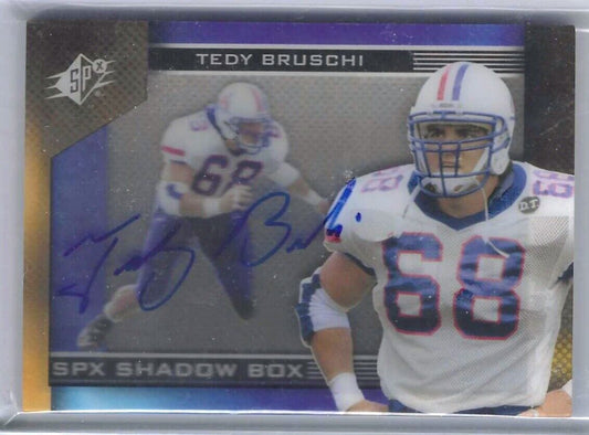 TEDI BRUSCHI 2013 SPX FOOTBALL SHADOWBOX ON CARD AUTO #SH-TB