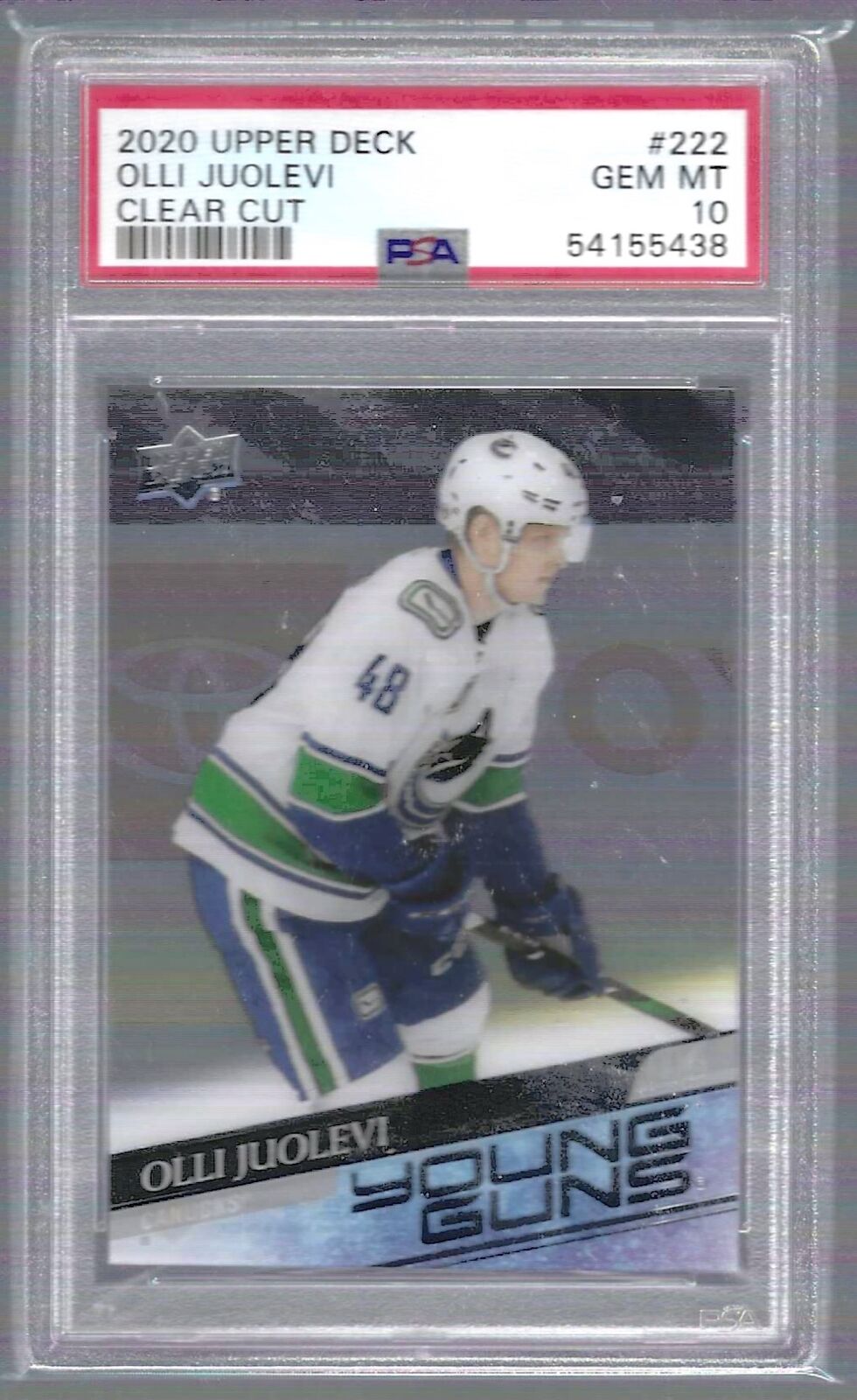 OLLI JUOLEVI 2020-21 UD SERIES 1 CLEAR CUT YOUNG GUNS RC PSA 10 GEM MINT POP 3
