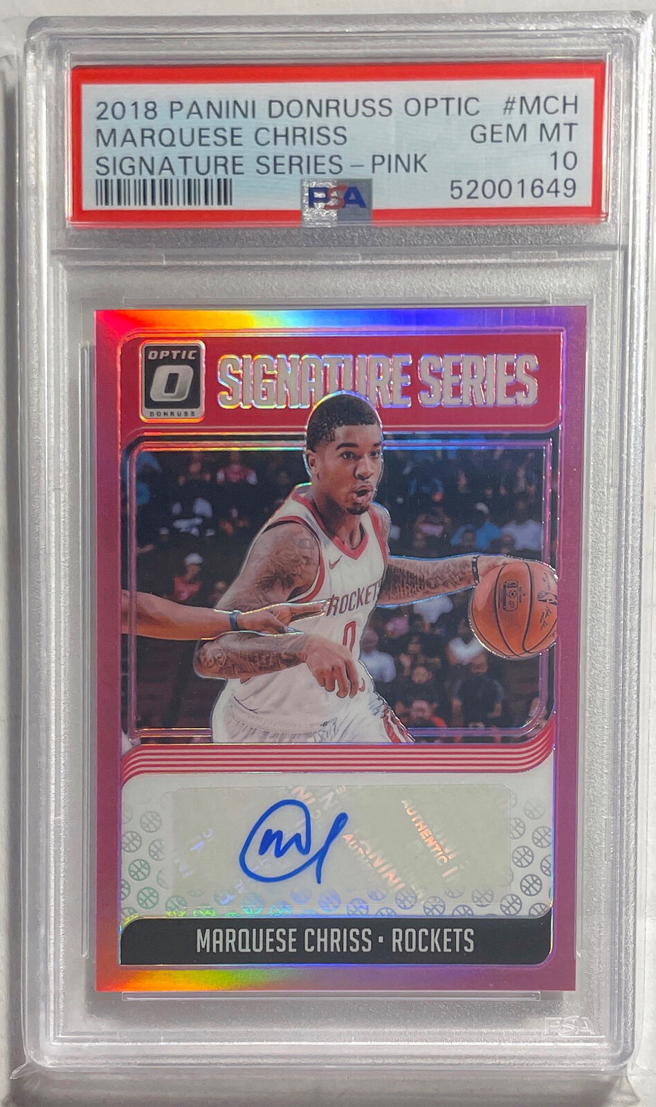 MARQUESE CHRISS 2018 DONRUSS OPTIC AUTO PINK PRIZM #D /25 PSA 10 GEM MINT POP 1