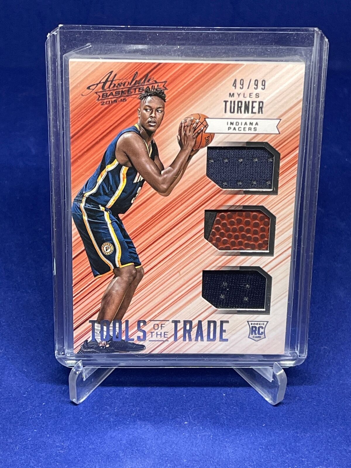 MYLES TURNER 2015-16 PANINI ABSOLUTE TOOLS OF THE TRADE TRIPLE JERSEY RC #D /99