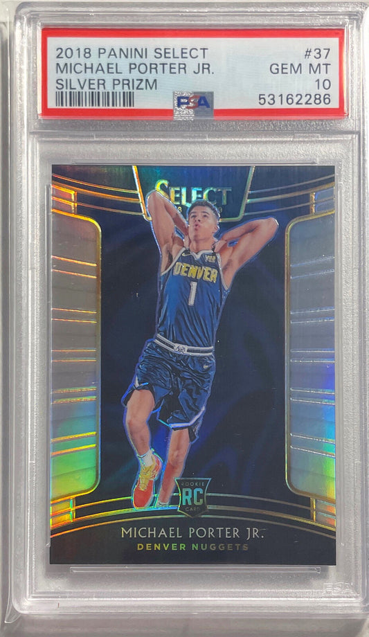 MICHAEL PORTER JR 2018 PANINI SELECT SILVER PRIZM RC #37 PSA 10 GEM MINT POP 119