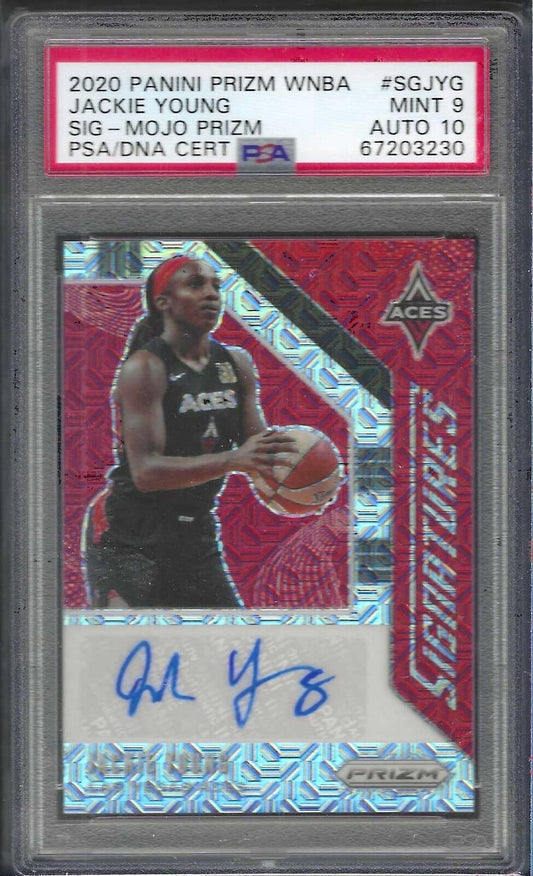 JACKIE YOUNG 2020 PANINI PRIZM WNBA MOJO PRIZM AUTO /25 PSA 9 MINT 10 AUTO POP 2