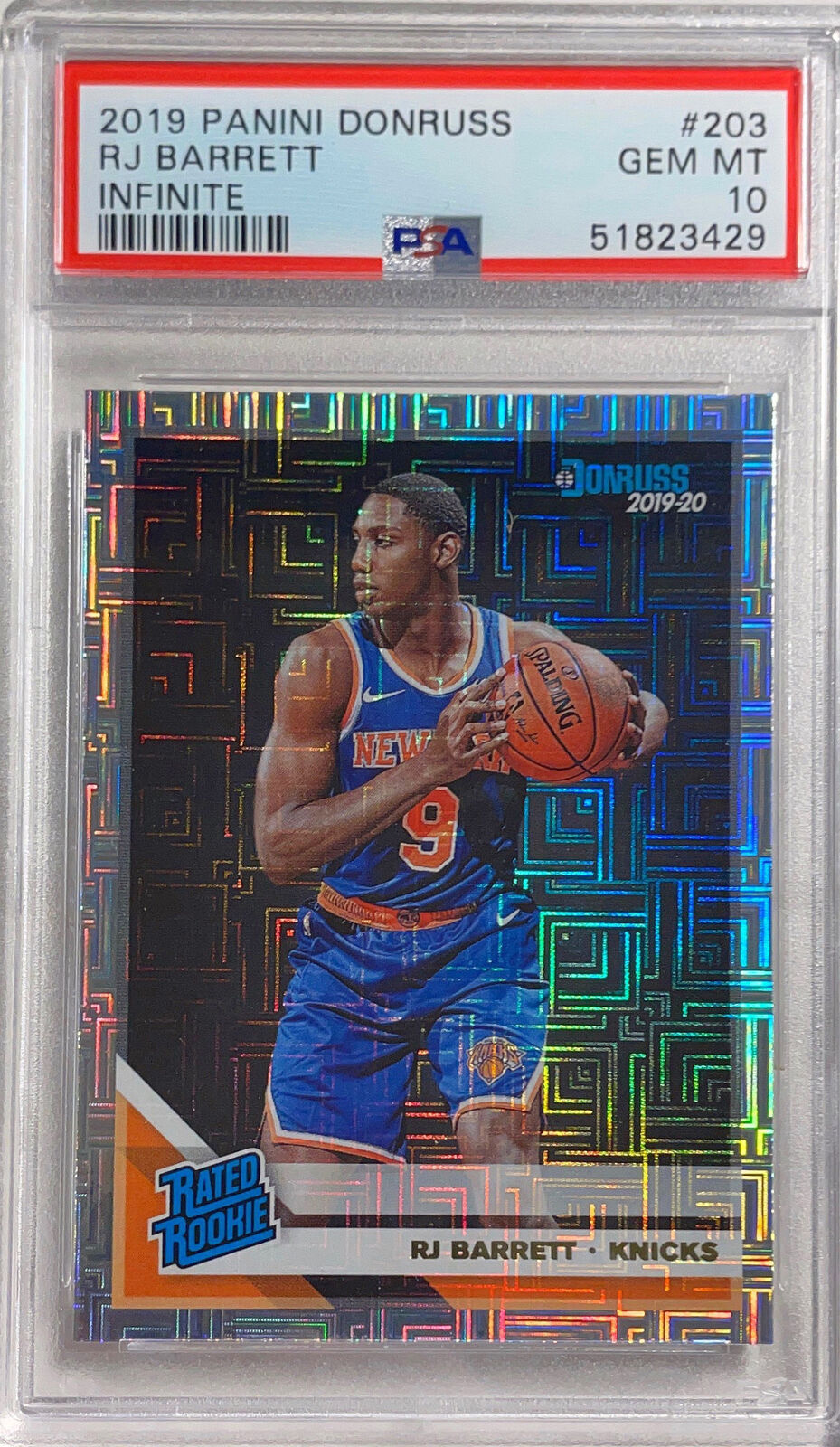 RJ BARRETT 2019 PANINI DONRUSS INFINITE ROOKIE RC #203 PSA 10 GEM MINT POP 86
