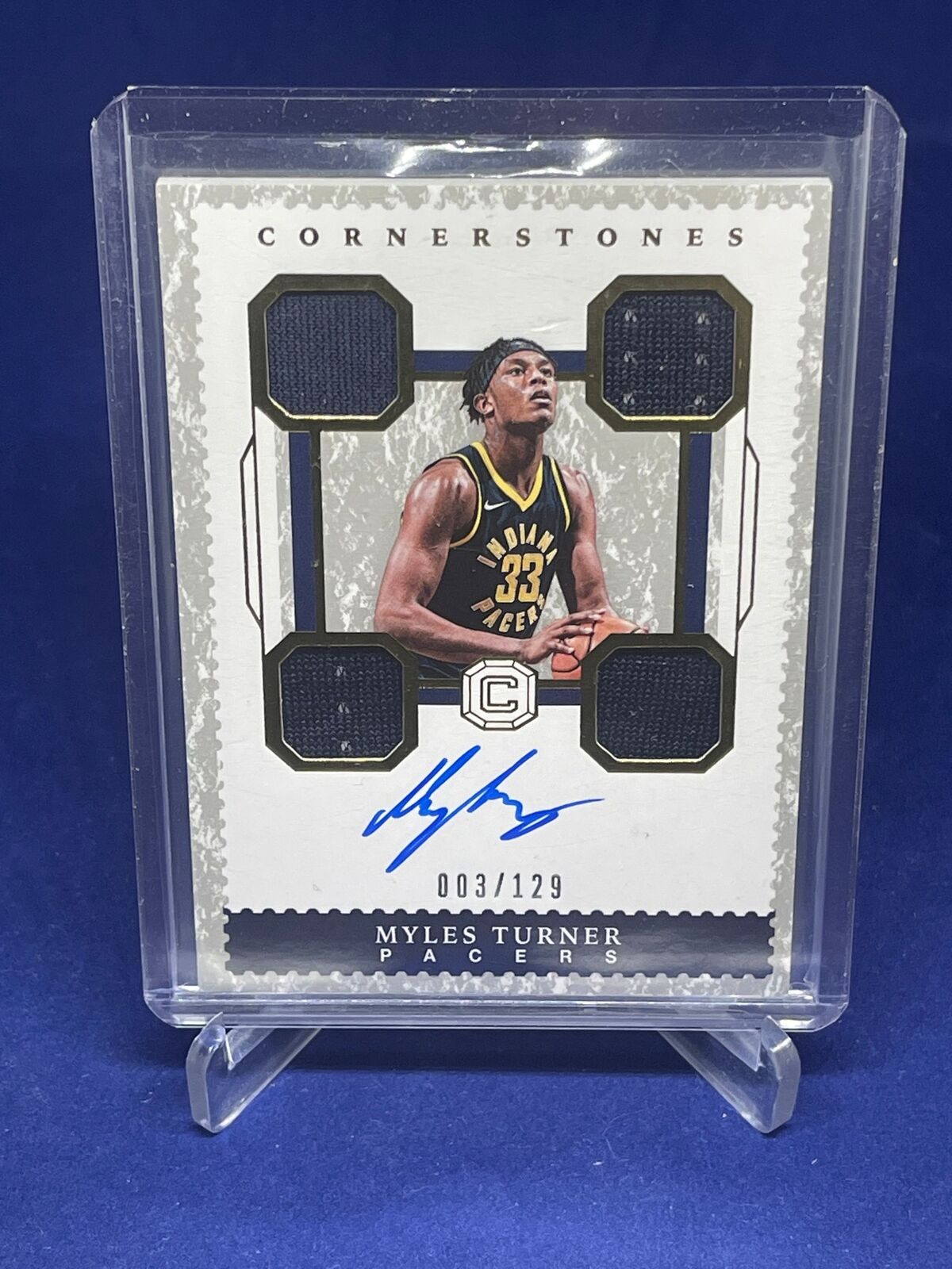 MYLES TURNER 2017-18 PANINI CORNERSTONES JERSEY AUTO #D 3/129