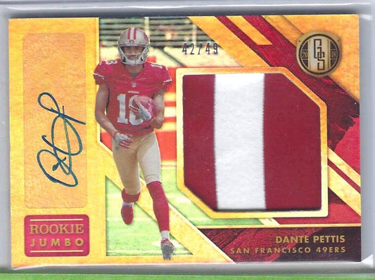 DANTE PETTIS 2018 PANINI GOLD STANDARD JUMBO PATCH AUTO RC #D 42/49