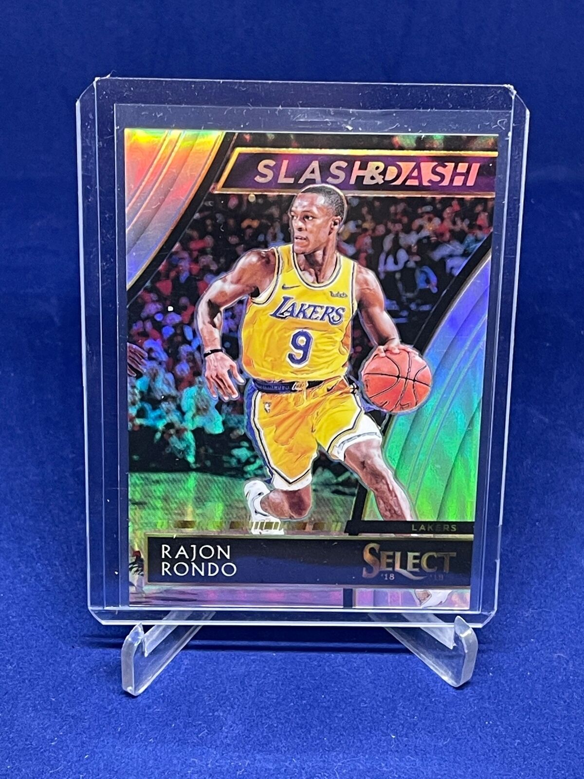 RAJON RONDO 2018-19 PANINI SELECT SLASH AND DASH SILVER PRIZM #D 15/99