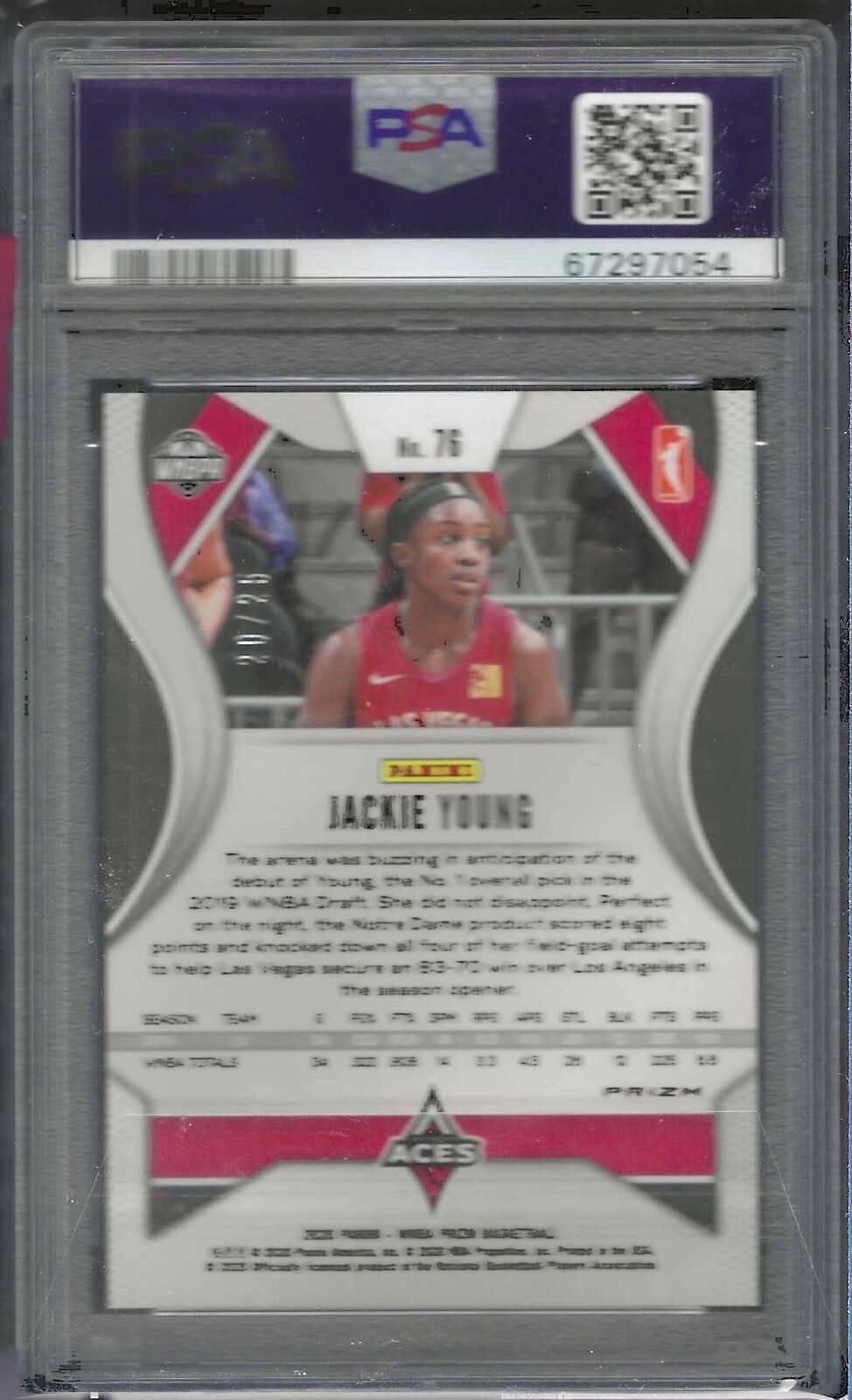 JACKIE YOUNG 2020 PANINI PRIZM WNBA MOJO PRIZM /25 PSA 10 GEM MINT POP 2