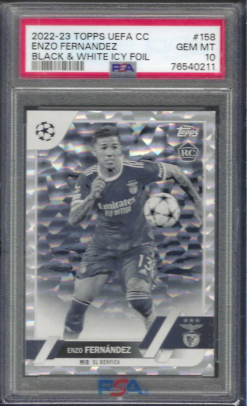 ENZO FERNANDEZ 2022-23 TOPPS BLACK AND WHITE ICY FOIL RC /150 PSA 10 GEM POP 2