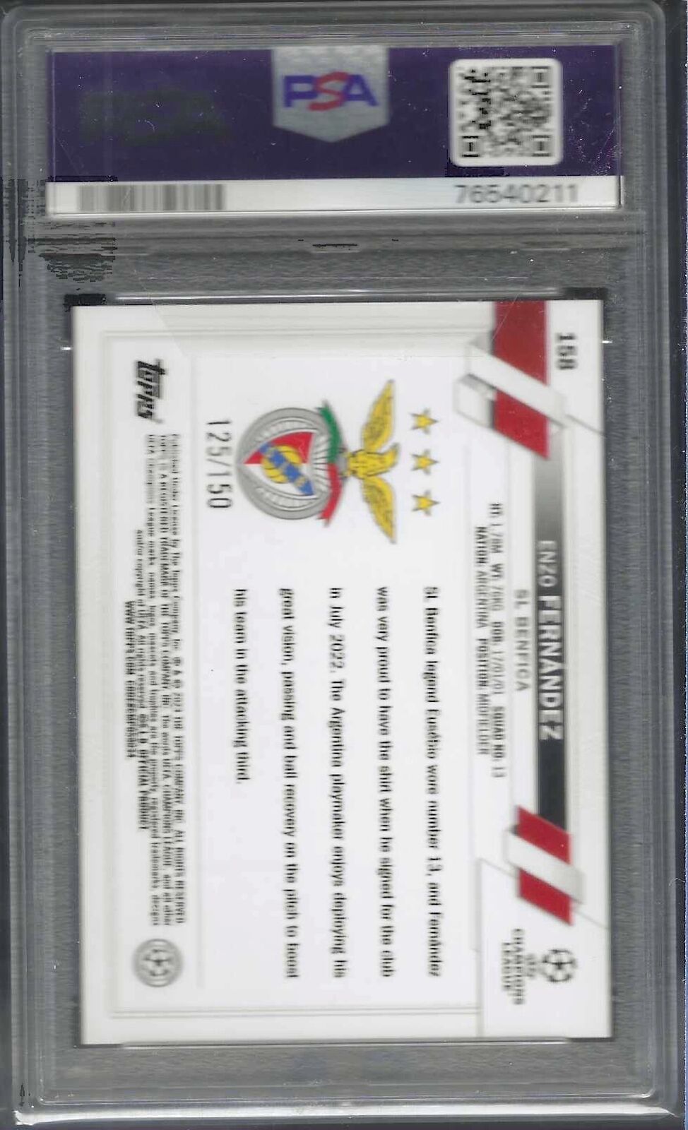 ENZO FERNANDEZ 2022-23 TOPPS BLACK AND WHITE ICY FOIL RC /150 PSA 10 GEM POP 2