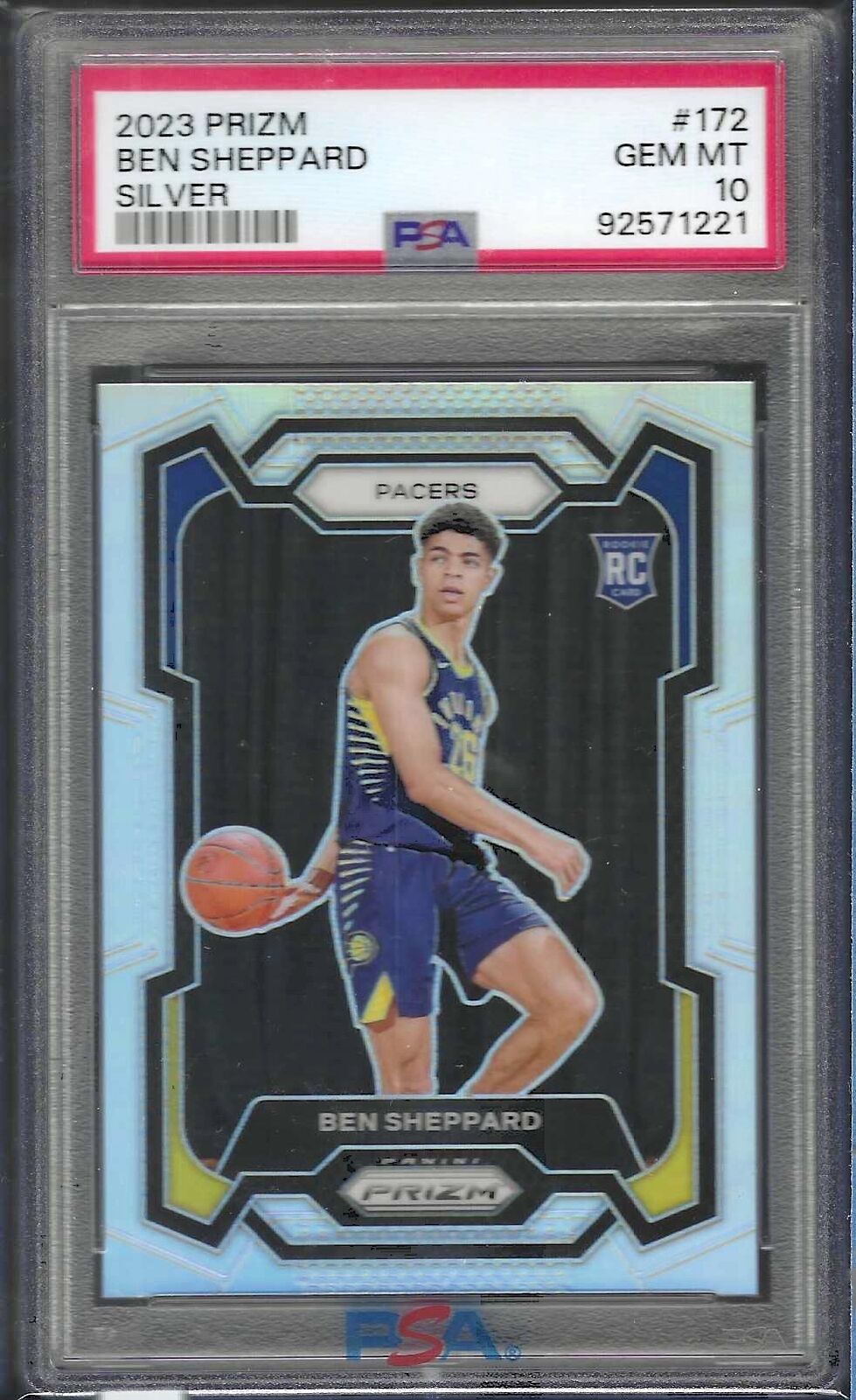 BEN SHEPPARD 2023 PANINI PRIZM SILVER PRIZM ROOKIE RC #172 PSA 10 GEM MINT
