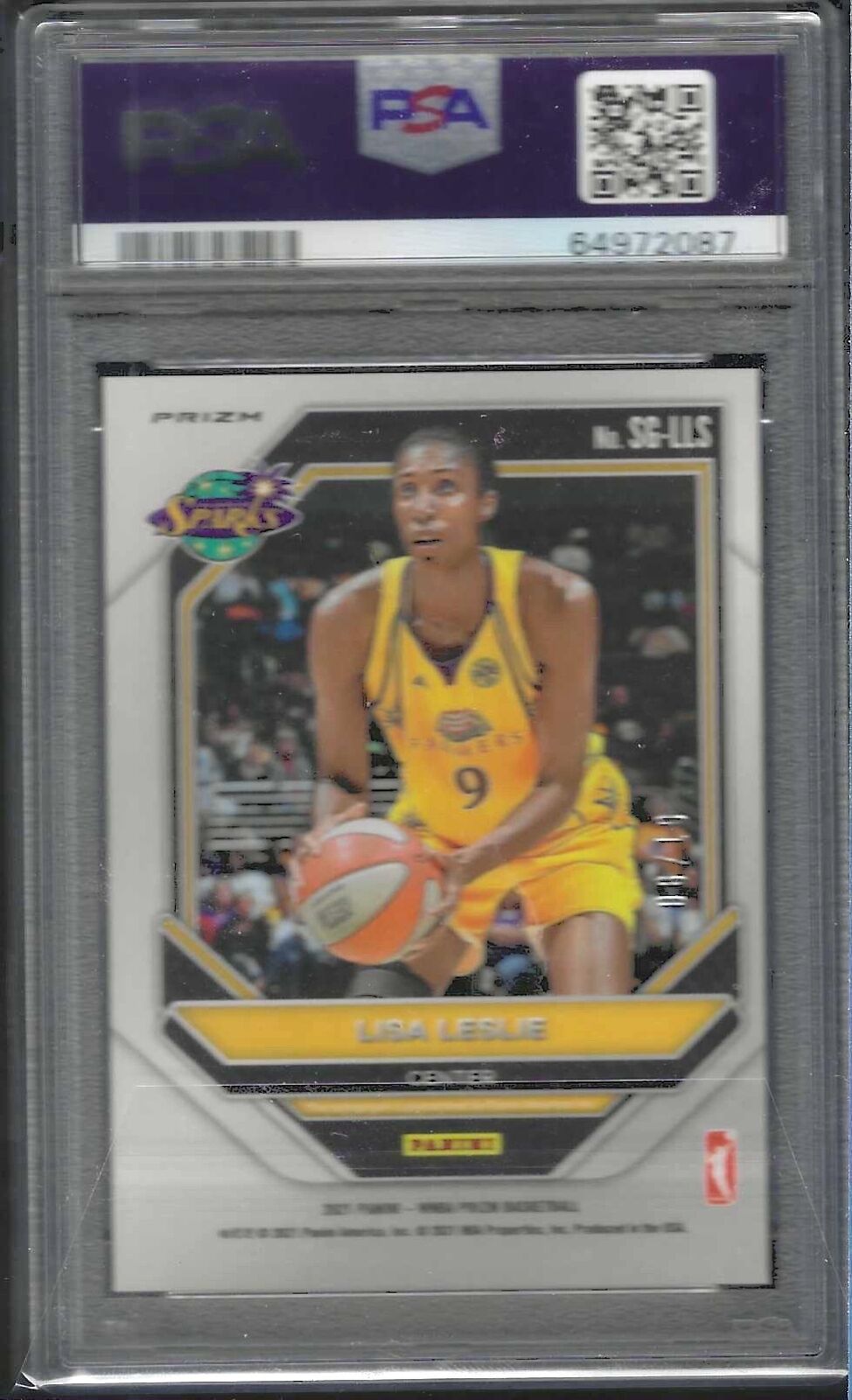 LISA LESLIE 2021 PANINI PRIZM WNBA GOLD PRIZM AUTO #d 6/10 PSA 9 MINT POP 2