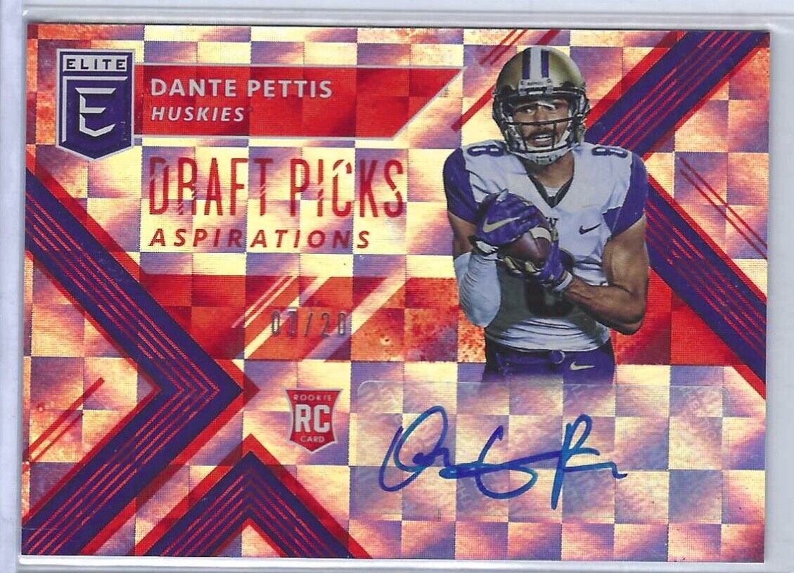 DANTE PETTIS 2018 DONRUSS ELITE DRAFT PICKS ASPIRATIONS RED AUTO RC #D 7/20