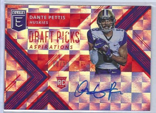 DANTE PETTIS 2018 DONRUSS ELITE DRAFT PICKS ASPIRATIONS RED AUTO RC #D 7/20