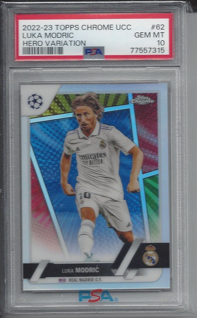 LUKA MODRIC 2022-23 TOPPS CHROME UCC HERO VARIATION SSP RARE #62 PSA 10 POP 8