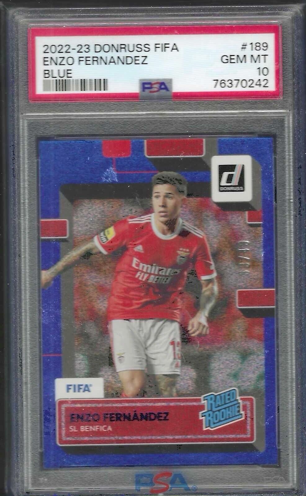 ENZO FERNANDEZ 2022-23 PANINI DONRUSS BLUE RATED ROOKIE /49 PSA 10 GEM POP 6