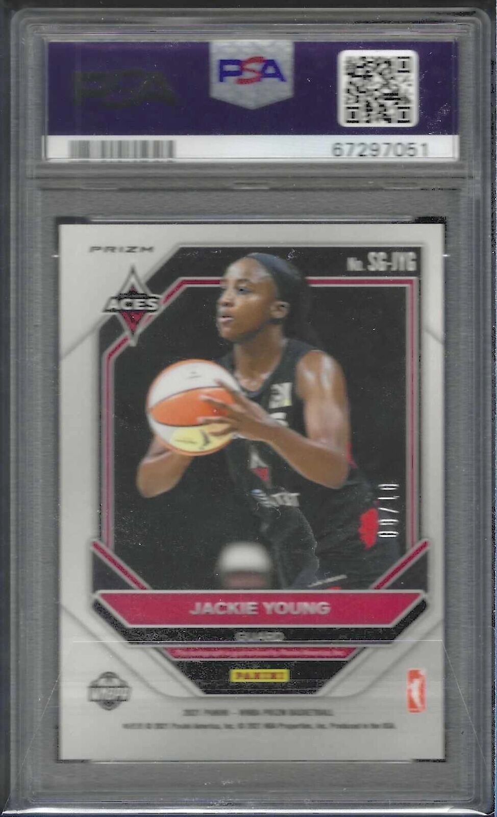 JACKIE YOUNG 2021 PANINI PRIZM WNBA GOLD PRIZM AUTO /10 PSA 10 GEM MINT POP 2