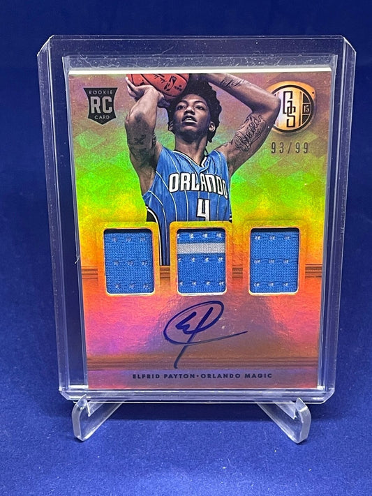 ELFRID PAYTON 2014-15 PANINI GOLD STANDARD TRIPLE JERSEY AUTO ROOKIE RC #93/99